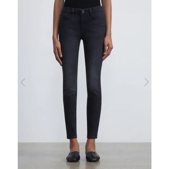 Lafayette 148 New York Denim - Lafayette 148 Mercer Skinny Jeans Women's 31 Washed Onyx Black Stretch Ankle